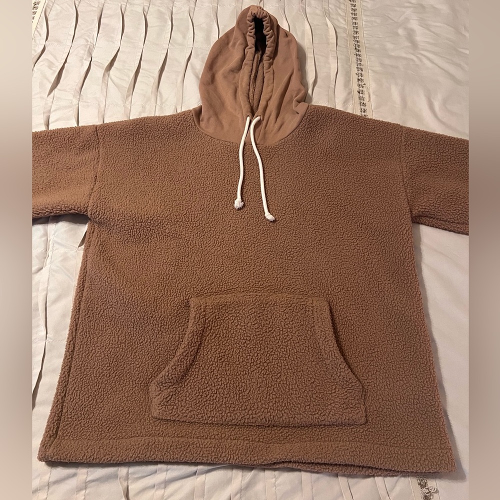 Madewell Women's Size Medium Camel Sherpa Hoodie Sweatshirt